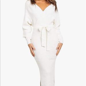 Amazon White Sweater Dress - SMALL